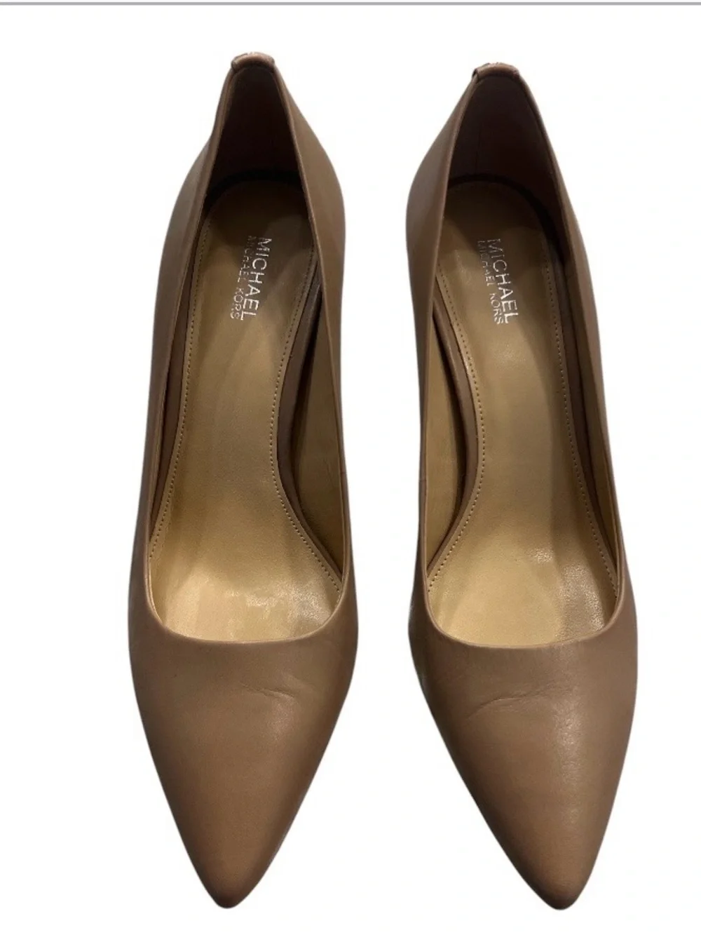 Michael Kors Nude Leather Pointed-Toe Stiletto Heels – Size 8M